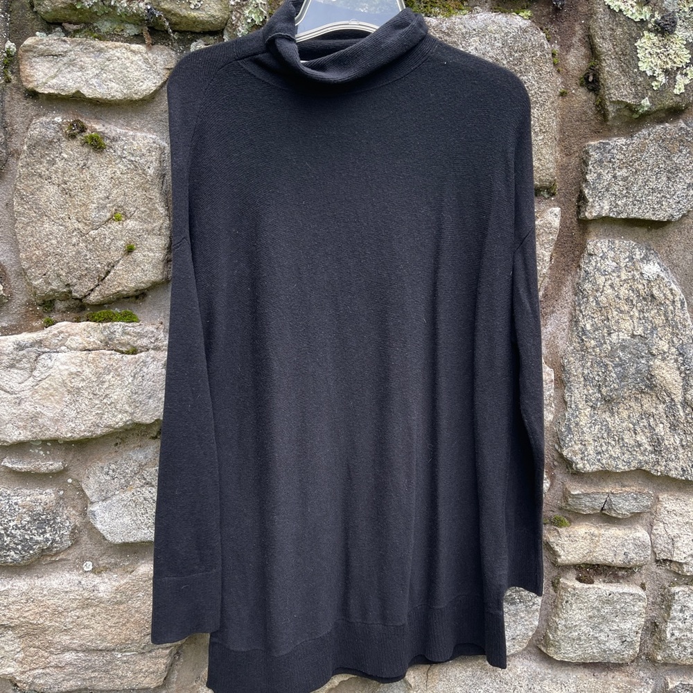 LOFT Black Turtleneck Tunic Sweater